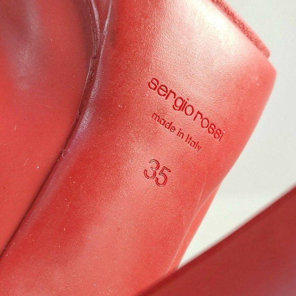 Sergio Rossi Tall Leather Heeled Boots Womens Size 5 35 Red - Picture 7 of 10